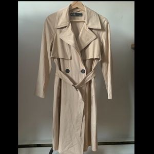 ZARA Faux Suede Belted Trench Coat